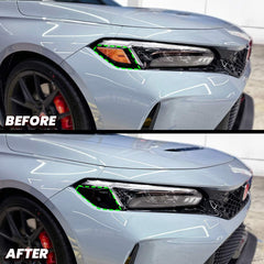 Headlight Amber Delete Pre-cut Smoke Overlay for 2022+ Honda Civic Hatch Sedan Type-R FL5