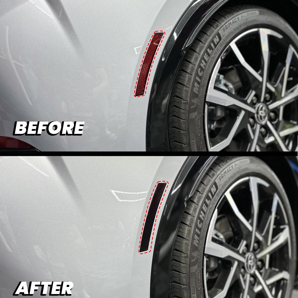 2023+ Toyota Prius Rear Bumper Side Reflector Pre-Cut Overlay Smoked o ...
