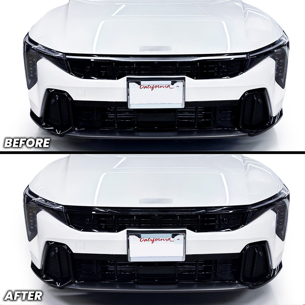 Front Bumper Grille Chrome Black Out Delete Pre-cut Overlay for 2025+ Kia K4