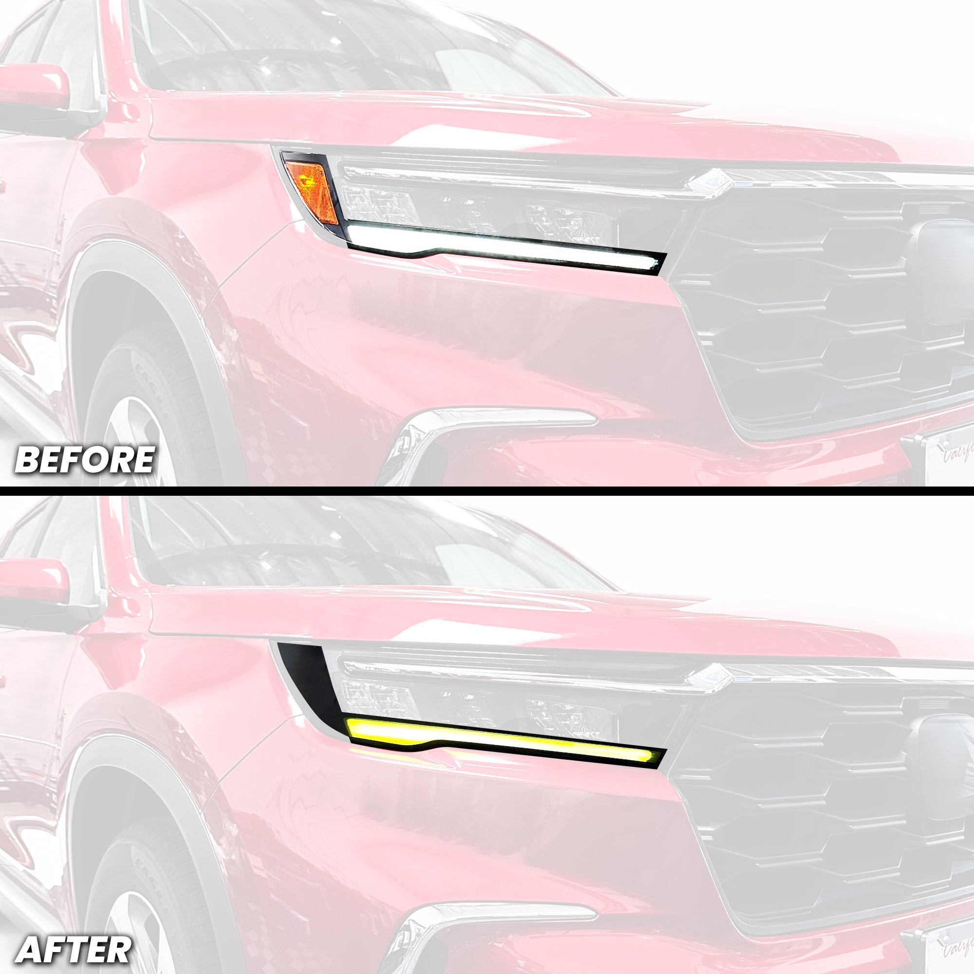 Headlight DRL Day Time Running Light and Amber Delete Pre-cut Overlay Tint for 2023-2026 Pilot