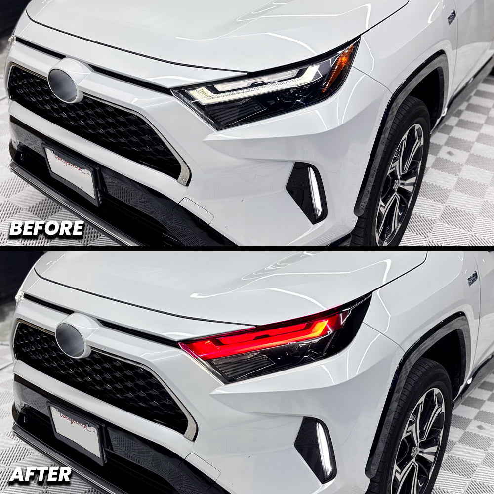 Headlight DRL Daytime Running Light Tint and Eye-lid Amber Delete Pre-Cut Overlay for 2019-2025 RAV4