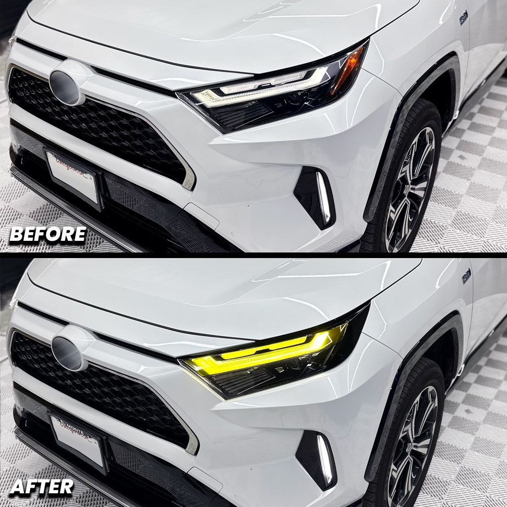 Headlight DRL Daytime Running Light Tint and Eye-lid Amber Delete Pre-Cut Overlay for 2019-2025 RAV4