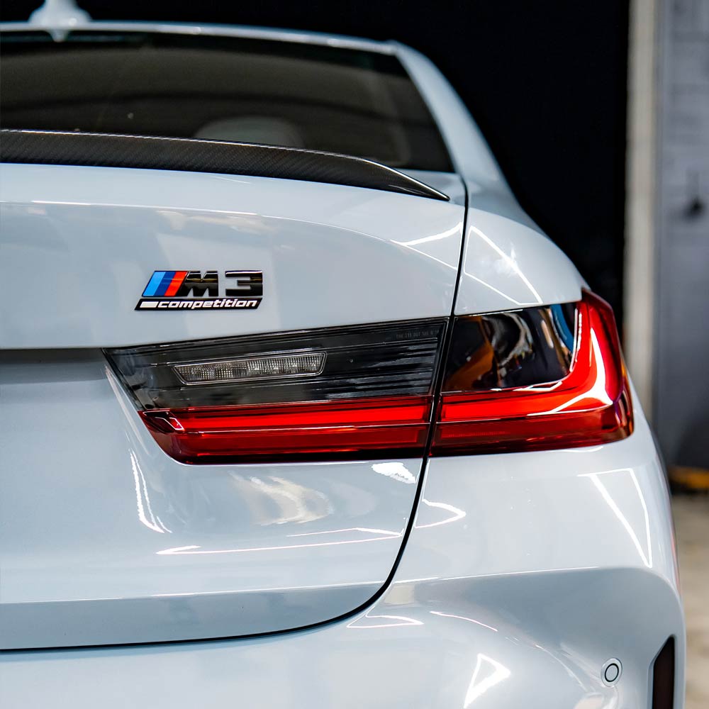 2021-2024 BMW G80 M3 Tail Light Turn Signal Pre-cut Overlay Smoked