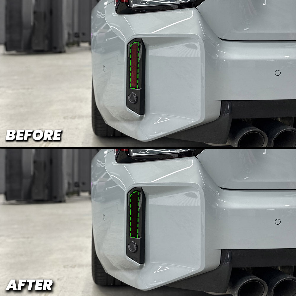 2023+ BMW G87 M2 Rear Bumper Reflector Pre-cut Overlay Smoked