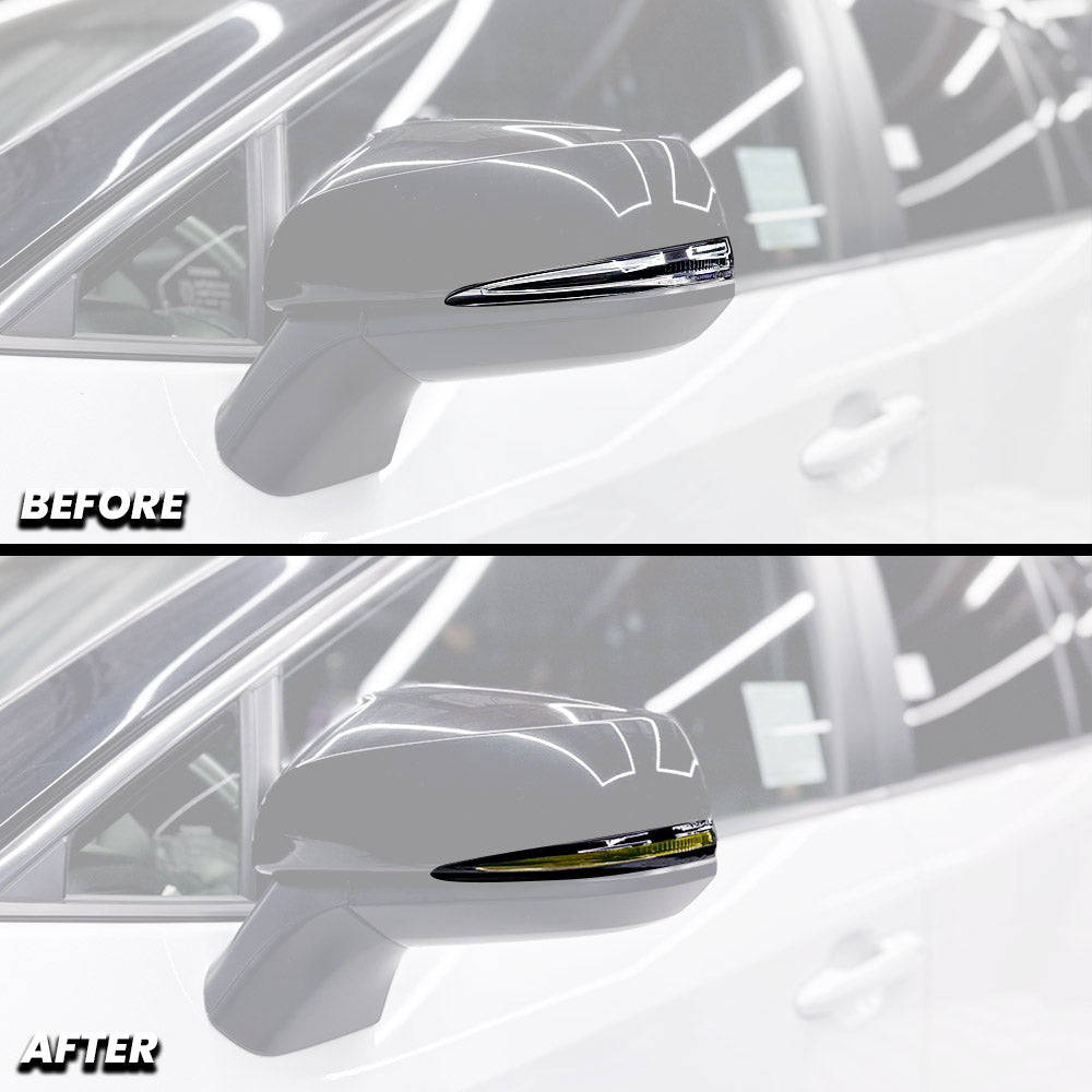 Side Mirror Turn Signal Tint with Pin-stripe Chrome Delete Pre-cut Overlay compatible with 2019-2025 Toyota RAV4