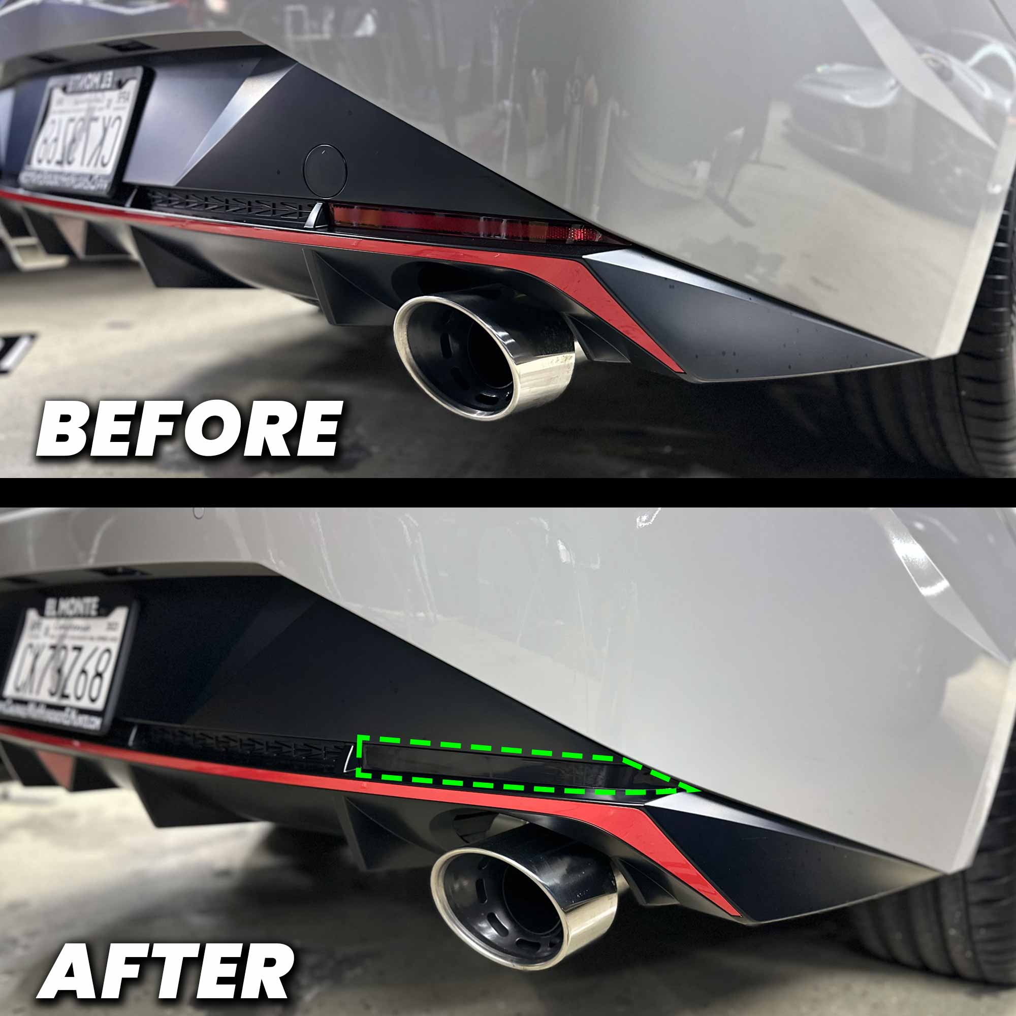 Car Rear Overlay Rear Bumper Reflector Pre-cut Overlay for Elantra N 2021-2023 ...