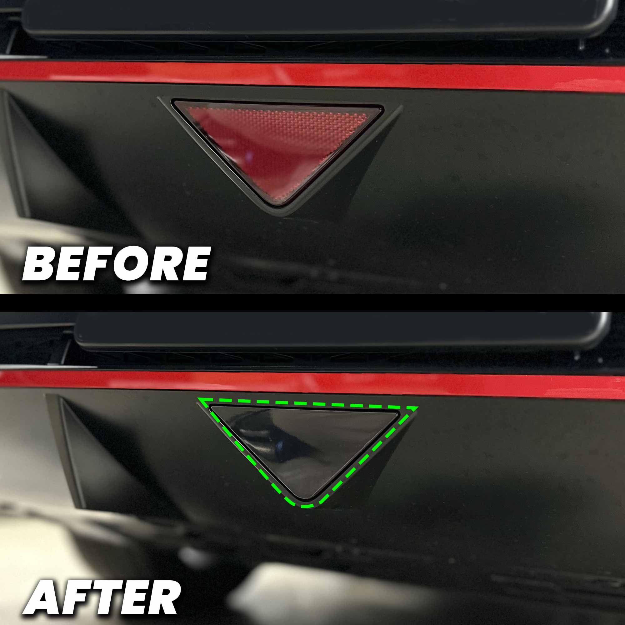 Triangle Bumber Rear Bumper Triangle Reflector Pre-cut Overlay for Elantra N 2021-2023 ...