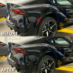 Toyota Supra GR Rear Bumper Side Reflector Tint Pre-Cut Overlay SMOKE BLACK OUT